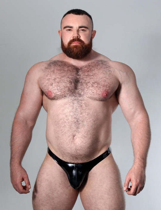 Latex Violation Thong - Black